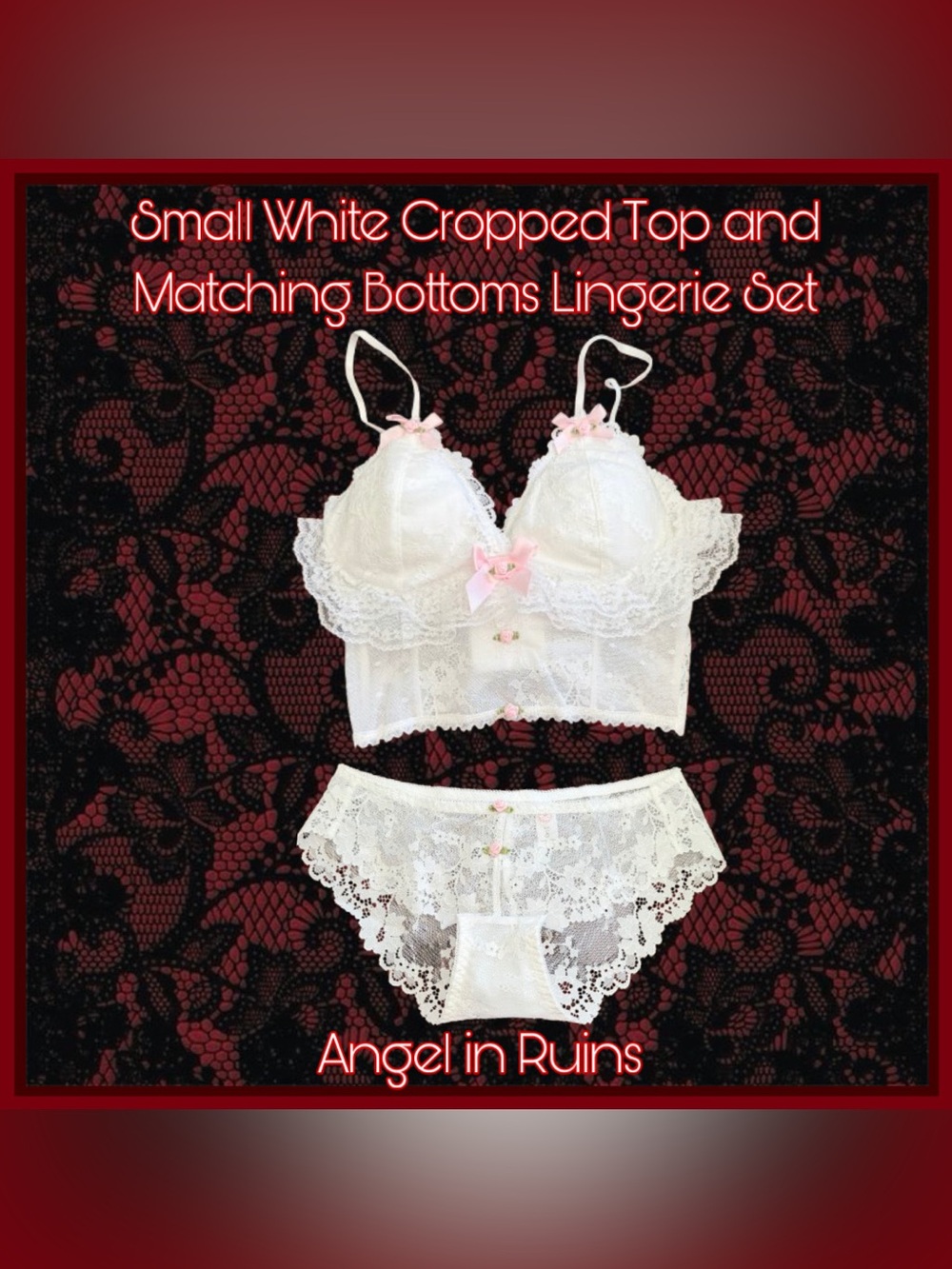 White Cropped Lace Lingerie Set